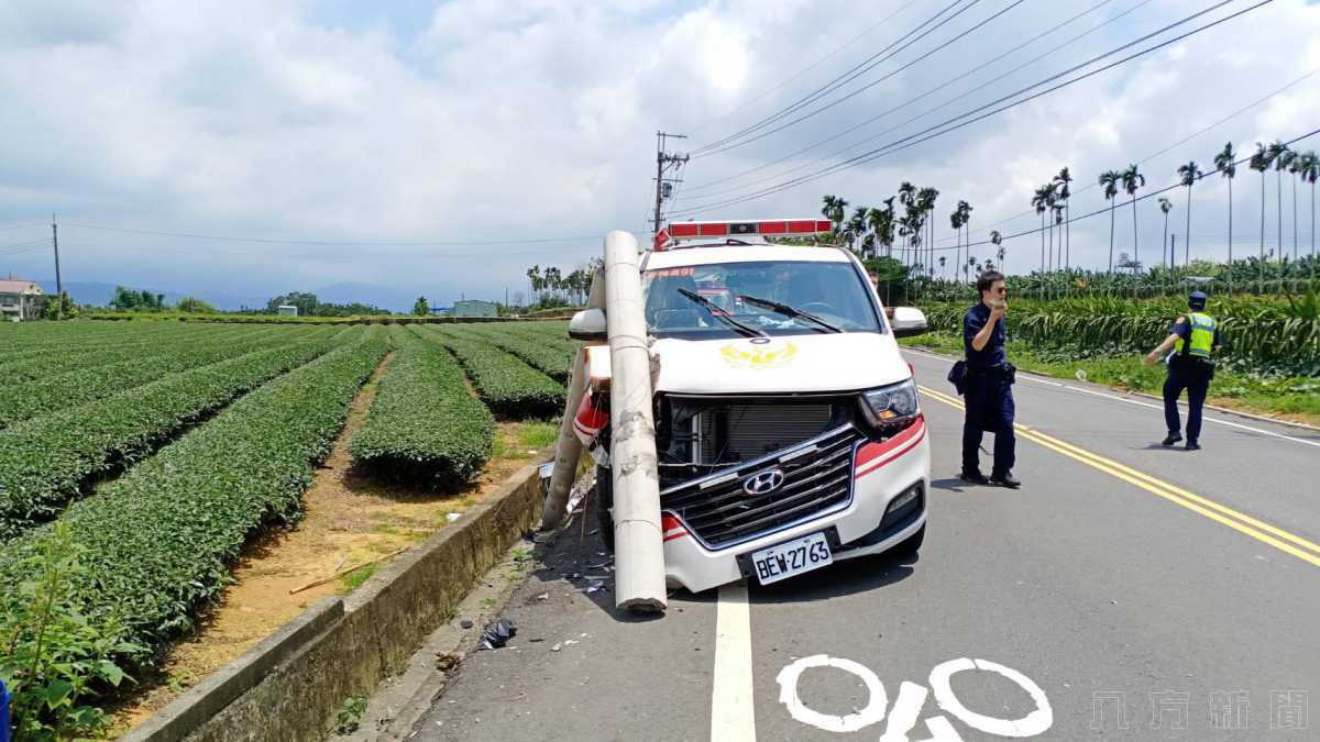 南投救護自撞電線桿 幸無人傷