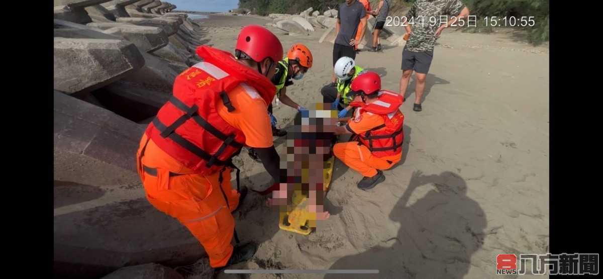 男子卡消波塊 海巡聞聲救起