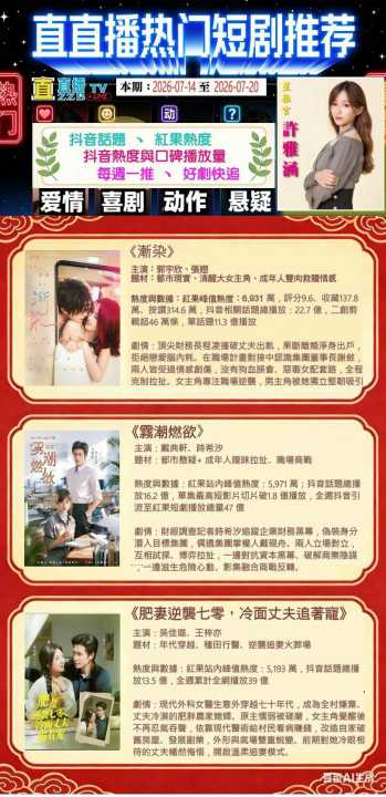 抖音短劇人氣榜出爐 許雅涵精選三大必追話題作品-圖片2